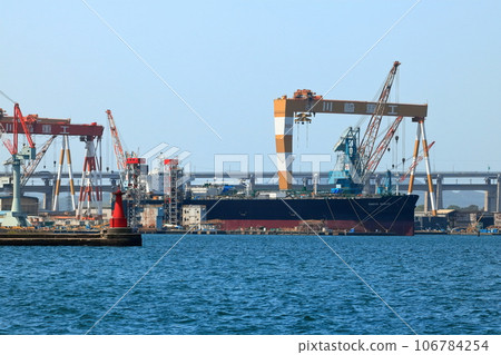 [Kagawa Prefecture] Kawasaki Heavy Industries Sakaide Plant seen from Sakaide Port (Banshu Industrial Zone) 106784254