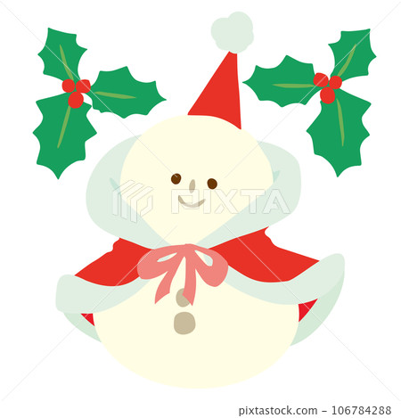 Cute Christmas vector illustration with snowman and holly 106784288