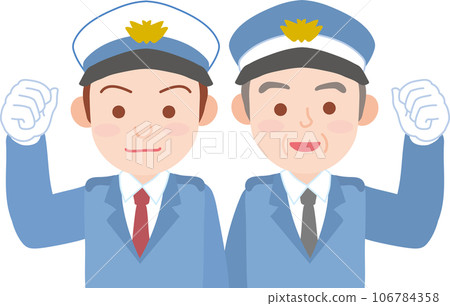 Workers_Traffic guidance guards_Young men and seniors_Upper body Workers_Traffic guidance guards_Young men and seniors_Upper body 106784358