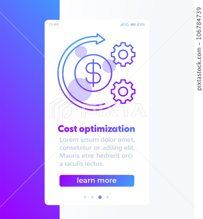 costs optimization banner design with icon 106784739