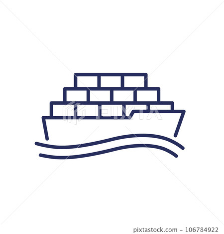 cargo container ship line icon, maritime transport 106784922
