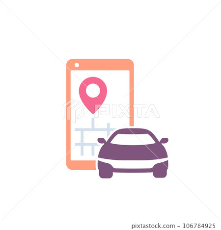 carsharing icon with smart phone and car carsharing icon with smart phone and car 106784925