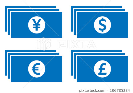 Bill icon 4 types set blue 106785284