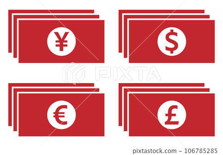 Bill icon 4 types set red Bill icon 4 types set red 106785285