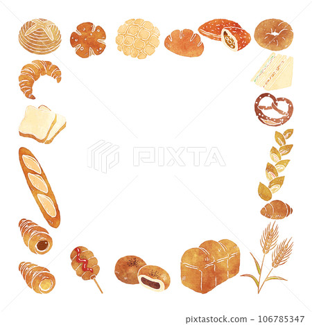 Bread illustration frame square hand-painted watercolor style Bread illustration frame square hand-painted watercolor style 106785347