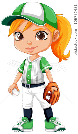 Sport girl cartoon character baseball 106785481