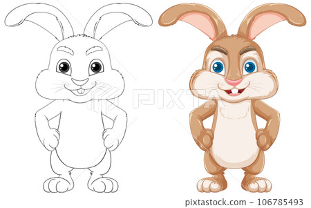Cute Rabbit with Long Ears Standing 106785493
