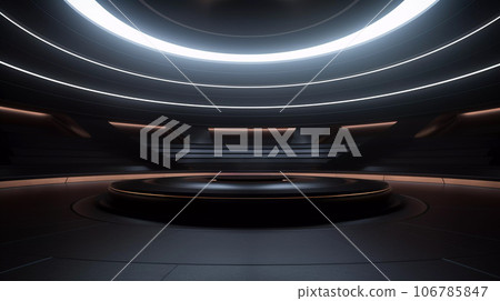 Dark Black Futuristic Cylinder Scene Dark Black Futuristic Cylinder Scene 106785847