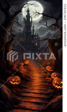 Halloween Background with Pumpkins In The Spooky Night Halloween Background with Pumpkins In The Spooky Night 106785852