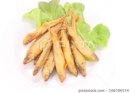 油炸胡瓜魚，魚菜，油炸食品，明亮的背景 106786554