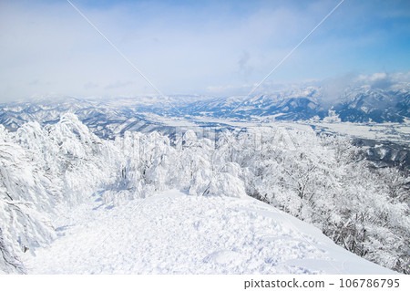 Panoramic view of the Japanese Alps from the Niigata ski resort Panoramic view of the Japanese Alps from the Niigata ski resort 106786795