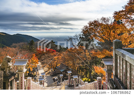 紅葉時期的大山(阿夫利山),從阿夫利神社下宮眺望的景色【神奈川縣伊勢原市】 紅葉時期的大山(阿夫利山),從阿夫利神社下宮眺望的景色【神奈川縣伊勢原市】 106786862