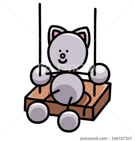 Illustration of Nyanmaru sitting on a swing (left/right flipped version) cat 106787107