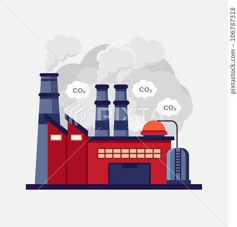 Toxic smoke from industrial factory floating in the air. Air pollution problem vector illustration. Toxic smoke from industrial factory floating in the air. Air pollution problem vector illustration. 106787318