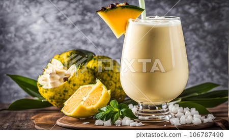 Refreshing Caribbean cocktail, expertly chilled, resides within a glass 106787490