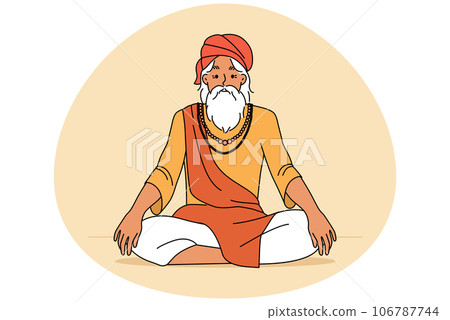 Old man yogi in lotus position 106787744