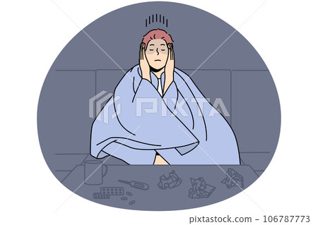 Unhealthy man suffer from cold 106787773