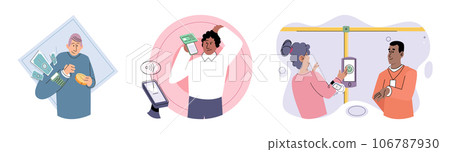 Cashless payment. Vector illustration. Cashless transactions offer improved security compared to carrying physical cash The convenience of contactless payments is driving its adoption among consumers 106787930