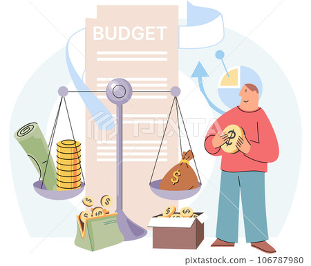Budget planning, finance accounting. Calculation financial income and expenses. Taxpayer counting money, taxation. Fiscal police agent analyzing personal or corporate budget, person check tax burden Budget planning, finance accounting. Calculation financial income and expenses. Taxpayer counting money, taxation. Fiscal police agent analyzing personal or corporate budget, person check tax burden 106787980