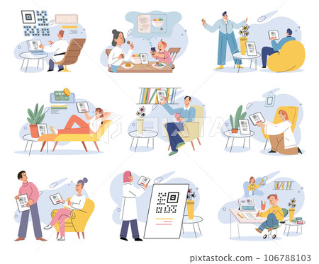 Cashless payment. Vector illustration. Contactless payment cards are equipped with embedded NFC chip for secure transactions Wireless payment systems are designed to prevent unauthorized access 106788103