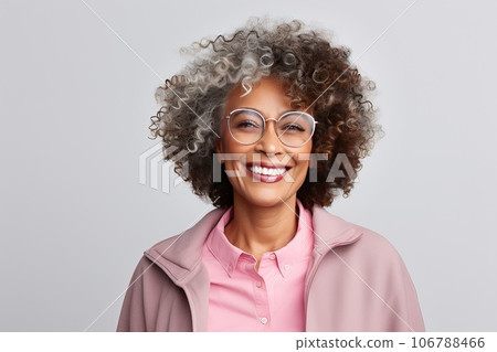 Close-up portrait of a happy beautiful African American woman in her 50s. 106788466