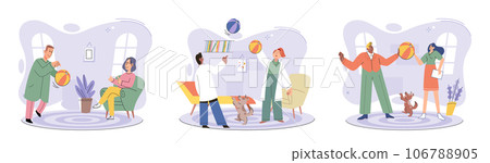 Game together. Family fun. Friendship time. Vector illustration. Family time spent playing games cultivates sense of belonging and togetherness Board games offer delightful escape from ordinary Game together. Family fun. Friendship time. Vector illustration. Family time spent playing games cultivates sense of belonging and togetherness Board games offer delightful escape from ordinary 106788905