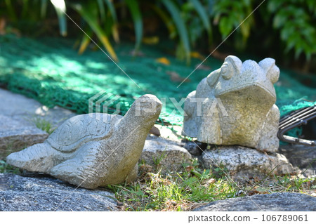 海龜和青蛙雕像 海龜和青蛙雕像 106789061