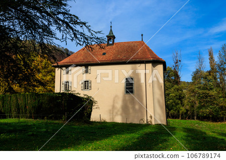 Small church in Verolliey near Saint Maurice, Switzerland in autumn Small church in Verolliey near Saint Maurice, Switzerland in autumn 106789174
