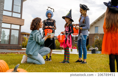 people celebrating Halloween 106789451