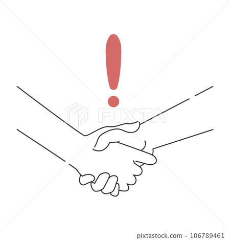 Illustration material of shaking hands and exclamation mark 106789461