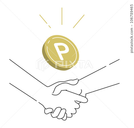 Illustration material of shaking hands and point coins Illustration material of shaking hands and point coins 106789465