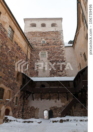 Vertical view of Turku Castle inner courtyard. Finland Vertical view of Turku Castle inner courtyard. Finland 106789496