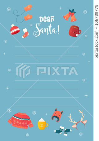 letter to santa, new year, winter. template, mockup , Vector 106789779