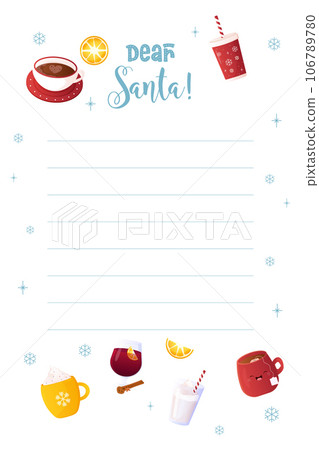 letter to santa, new year, winter. template, mockup , Vector 106789780