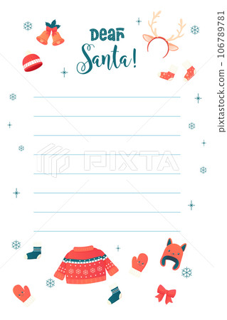 letter to santa, new year, winter. template, mockup , Vector 106789781