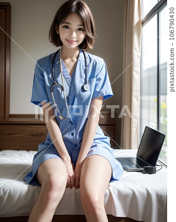 一名護士在醫院值班室使用電腦工作(人工智能生成) 一名護士在醫院值班室使用電腦工作(人工智能生成) 106790430