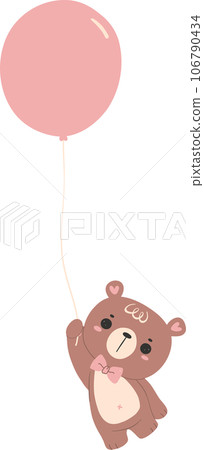 Cute teddy bear with balloon, kawaii animal Cute teddy bear with balloon, kawaii animal 106790434