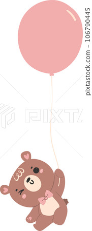 Cute teddy bear with balloon, kawaii animal Cute teddy bear with balloon, kawaii animal 106790445