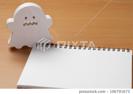 White sketchbook with halloween decorations White sketchbook with halloween decorations 106791673