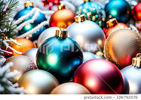 Christmas, New Year's illustration perfect correct shape ball a blurred backdrop 106792076