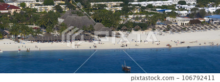 white sandy beach and blue ocean in zanzibar white sandy beach and blue ocean in zanzibar 106792411