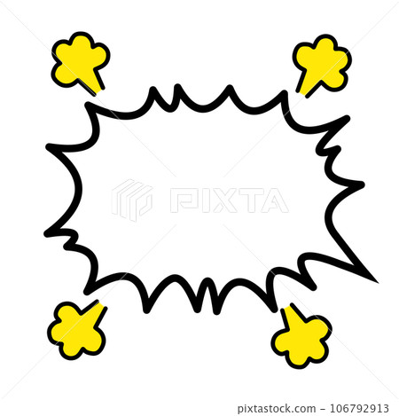Right mouth type of exploding bursting speech bubble with yellow steam and smoke due to angry emotions Right mouth type of exploding bursting speech bubble with yellow steam and smoke due to angry emotions 106792913