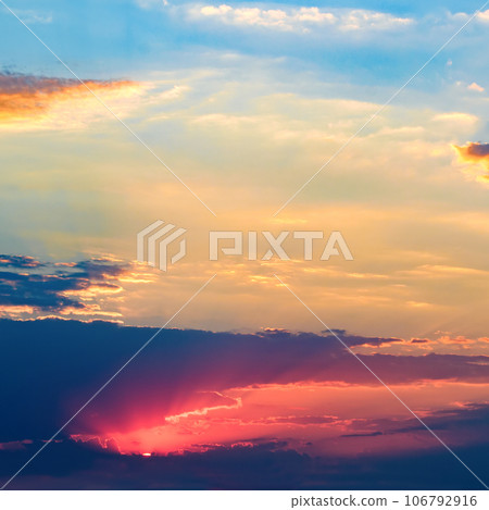 amazing sunrise or sunset sky with colorful clouds. amazing sunrise or sunset sky with colorful clouds. 106792916