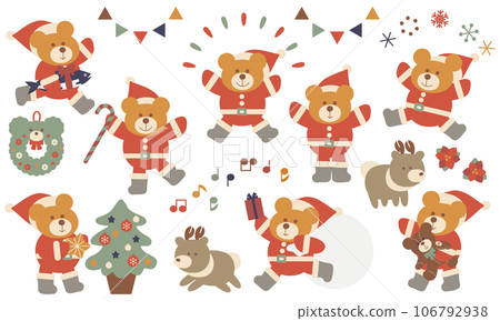 Santa bear Christmas illustration set 3 Santa bear Christmas illustration set 3 106792938