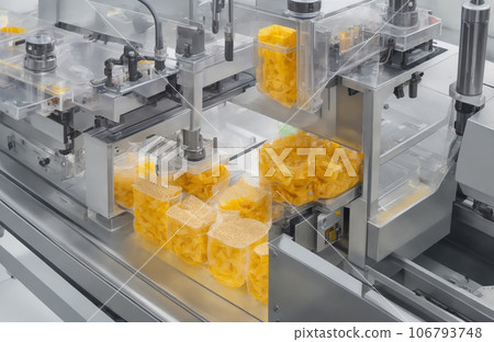 Crispy sweet potato on the conveyor belt in the factory Crispy sweet potato on the conveyor belt in the factory 106793748