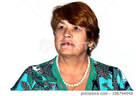 Portrait of Russian 67 years old woman looking away on white background Portrait of Russian 67 years old woman looking away on white background 106794048