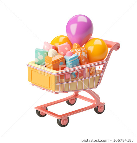 3D shopping cart for Black Friday, sale, supermarket 106794193