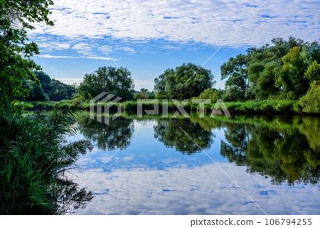 summer landscape with river and trees summer landscape with river and trees 106794255