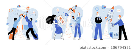 Successful project launch. Vector illustration. Project launch startup, initial step into world filled with opportunities A development project idea, fertile seed ready to germinate Project launch Successful project launch. Vector illustration. Project launch startup, initial step into world filled with opportunities A development project idea, fertile seed ready to germinate Project launch 106794551