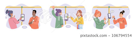 Cashless payment. Vector illustration. Mobile wallets cstore multiple payment methods for added convenience Online and mobile payment options are available 24 7, allowing for anytime transactions Cashless payment. Vector illustration. Mobile wallets cstore multiple payment methods for added convenience Online and mobile payment options are available 24 7, allowing for anytime transactions 106794554